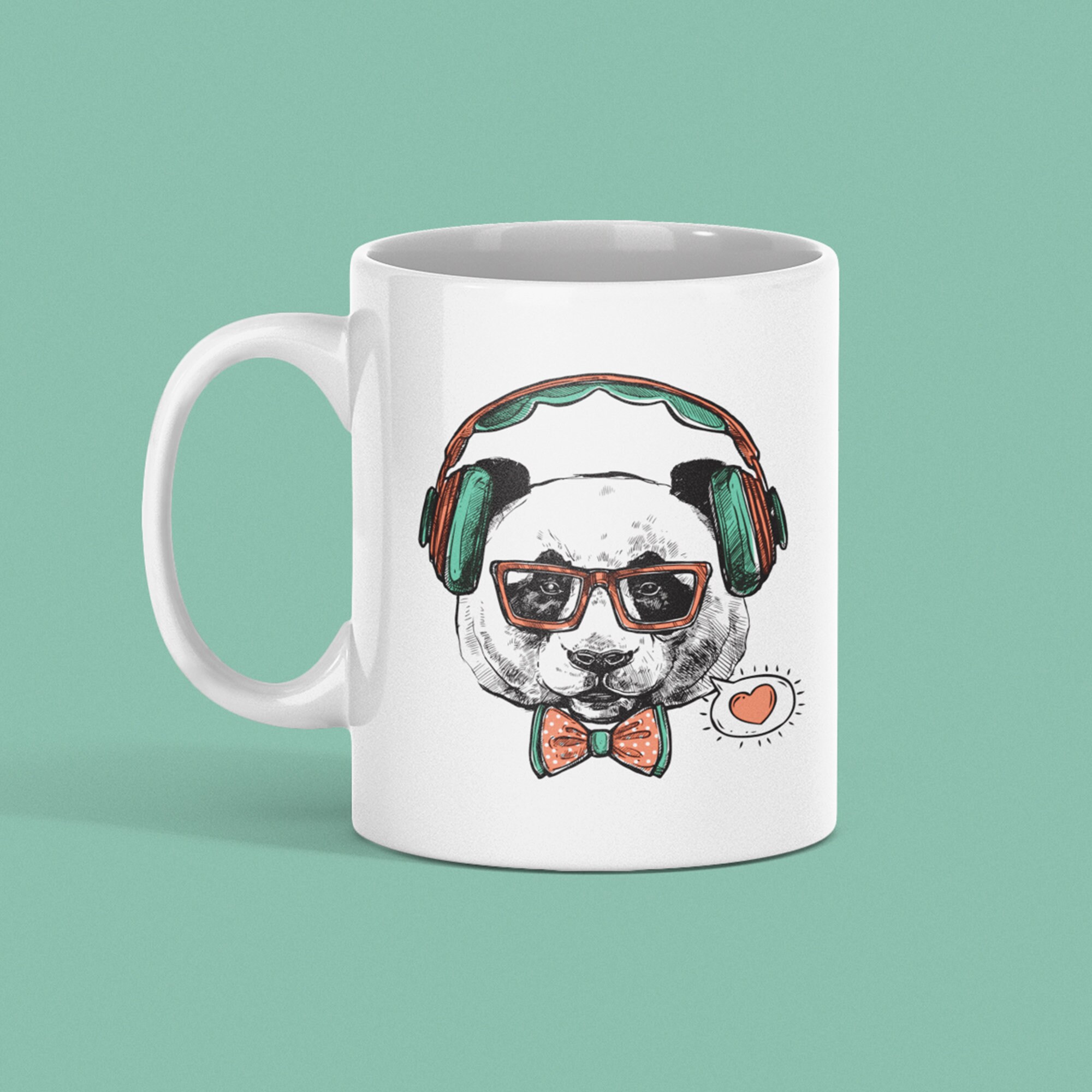 Mug Céramique Imprimé Panda Music, Sublimation Mug à Café, Thé