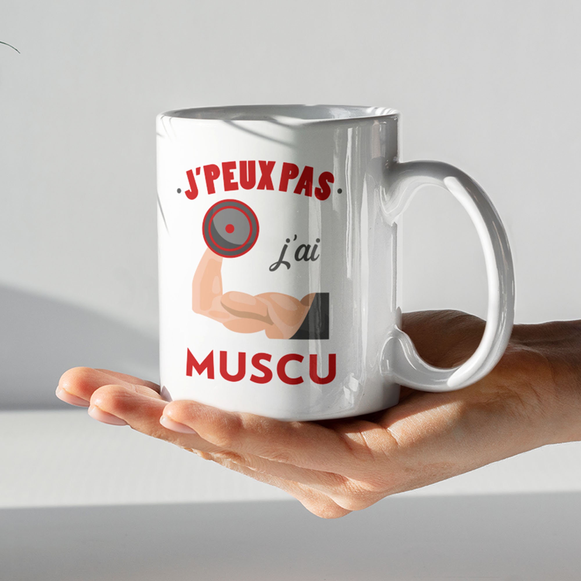 Mug Céramique Imprimé J'peux Pas J'ai Muscu Pour Les Sportifs, Sublimation sur Tasse à Café ou Thé