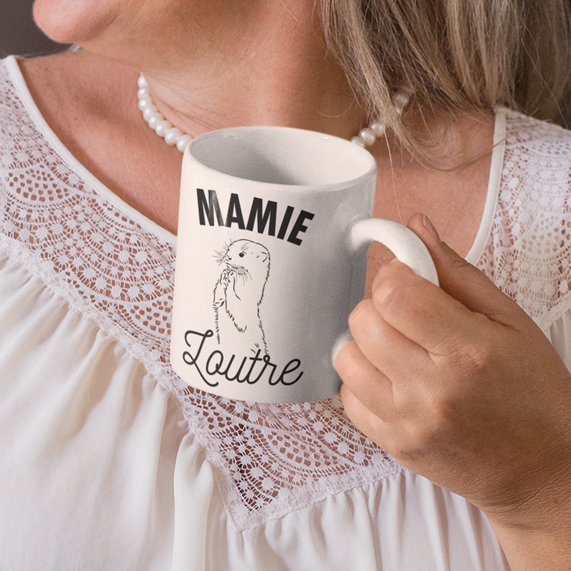 Mug Céramique Imprimé Mamie Loutre, Sublimation Mug à Café, Thé