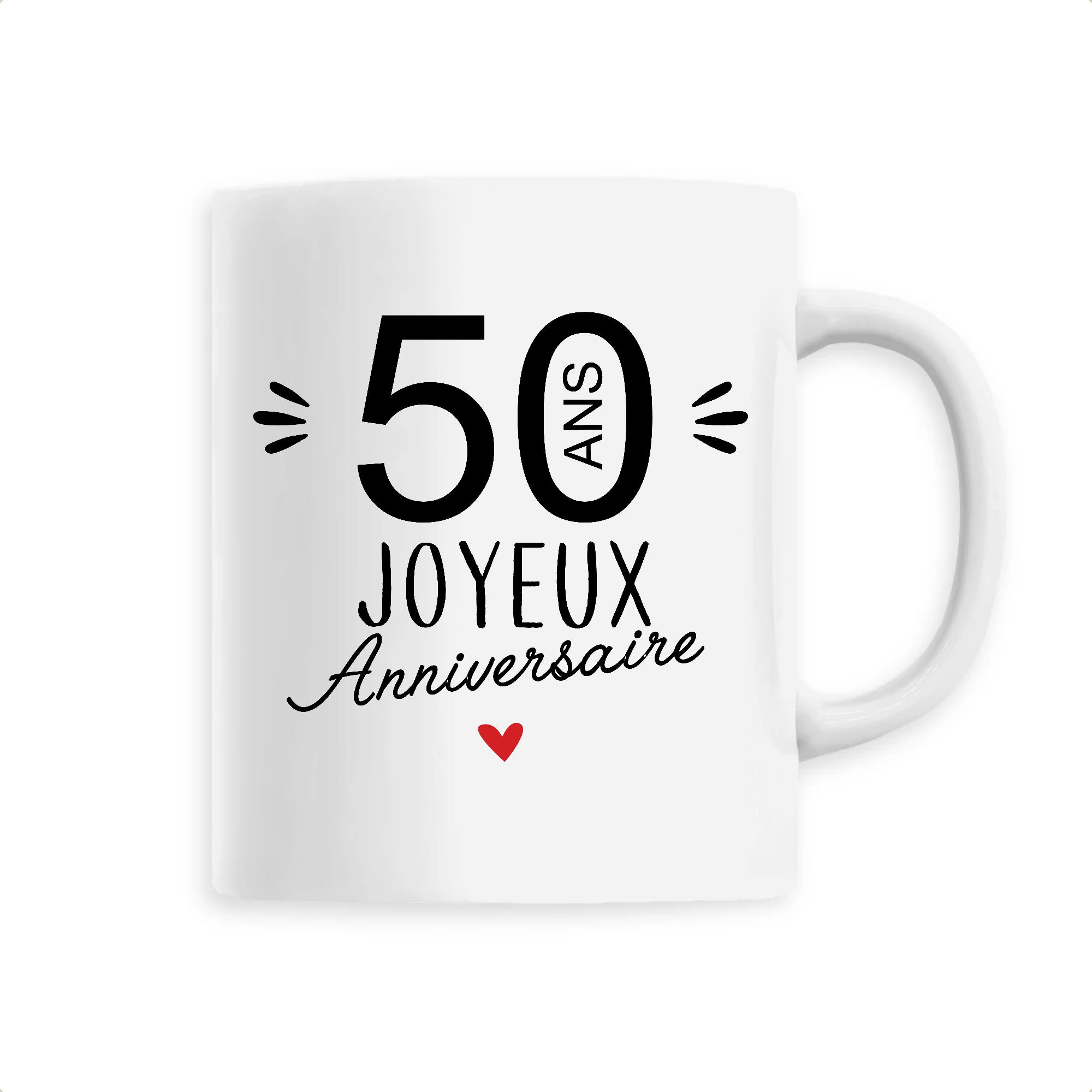 Mug Céramique Imprimé 50 Ans Joyeux Anniversaire, Sublimation sur Tasse à Café ou Thé