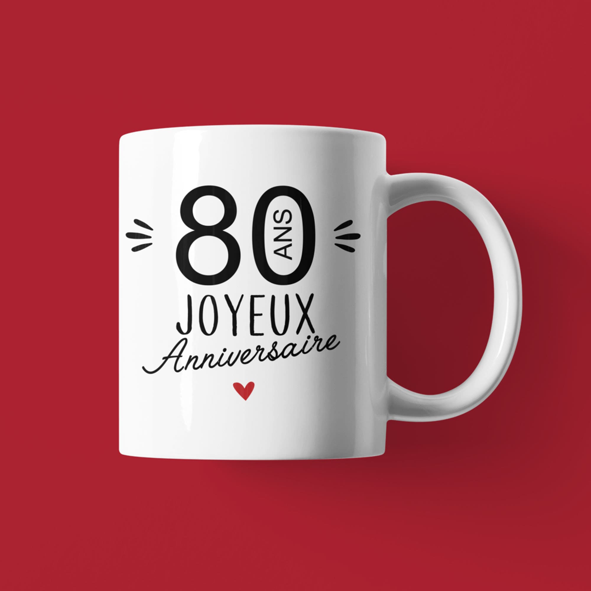 Mug Céramique Imprimé 80 Ans Joyeux Anniversaire, Sublimation sur Tasse à Café ou Thé