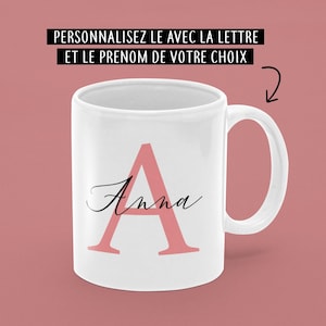 Mug Céramique Imprimé Personnalisable - Lettre Initiale & Prénom - Cadeau Personnalisé