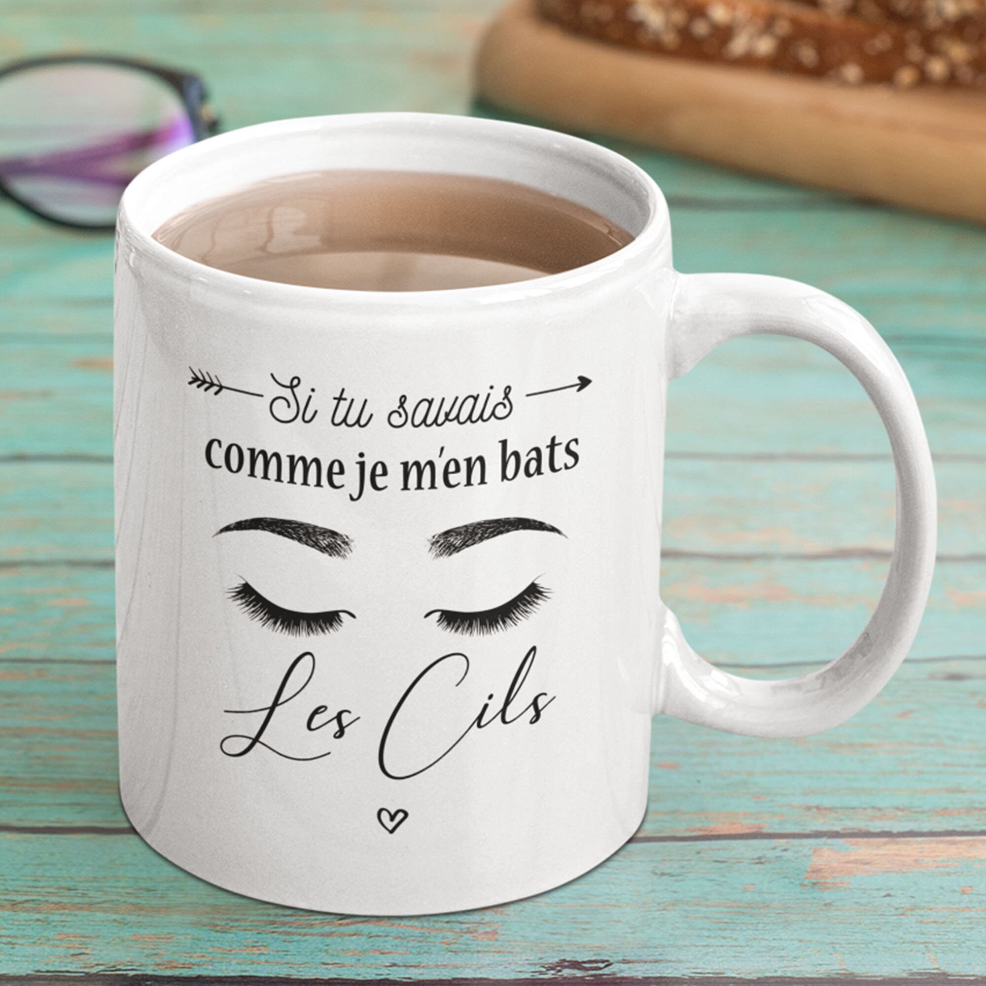 Mug Céramique Imprimé Je M'en Bats Les Cils, Sublimation sur Tasse à Café ou Thé