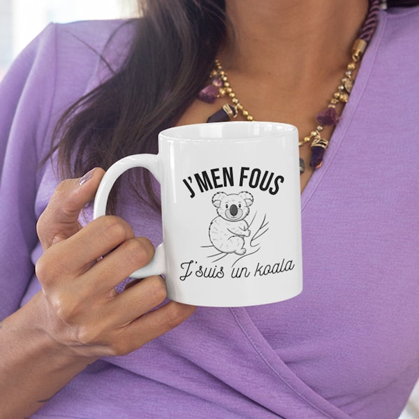 Mug céramique imprimé J'men fous je suis un koala