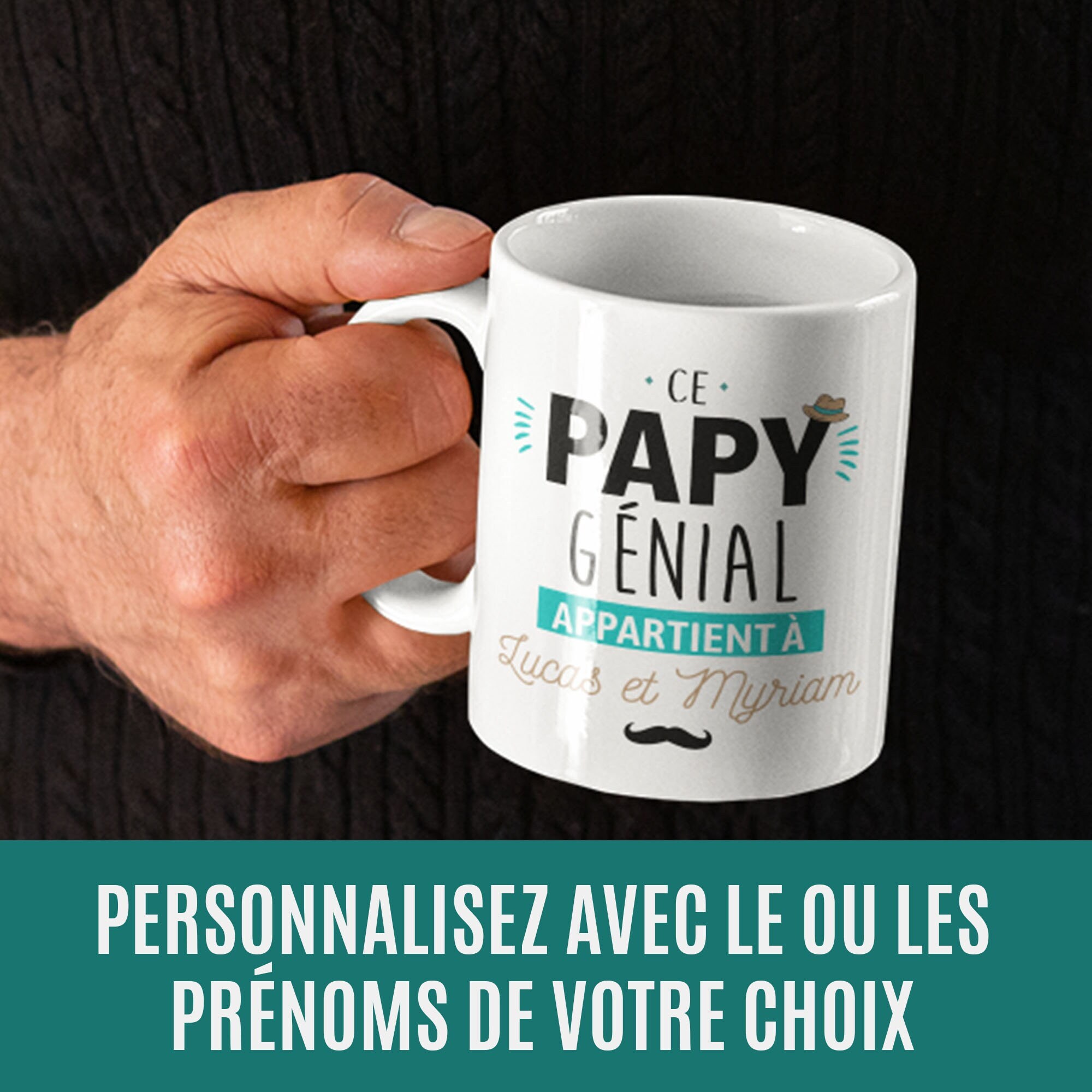 Mug Céramique Imprimé Personnalisable Ce Papy Génial Appartient À... avec Le ou Les Prénoms de Votre