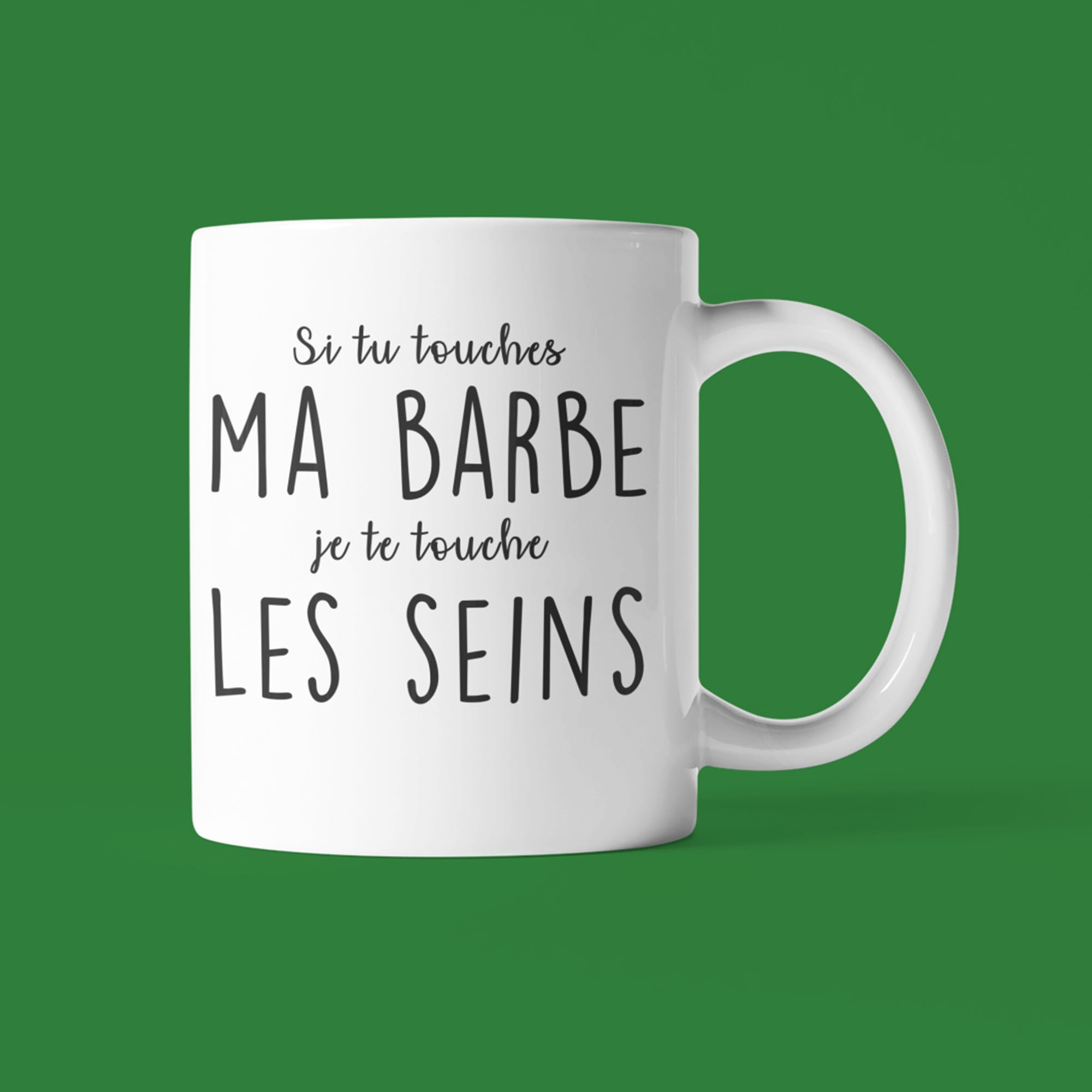 Mug Céramique Imprimé Si Tu Touches Ma Barbe, Sublimation sur Tasse à Café ou Thé