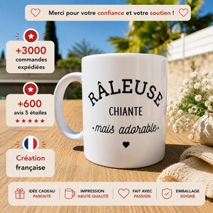 Mug céramique imprimé - "Râleuse, chiante mais adorable" - Cadeau humoristique pour personnes avec du caractère