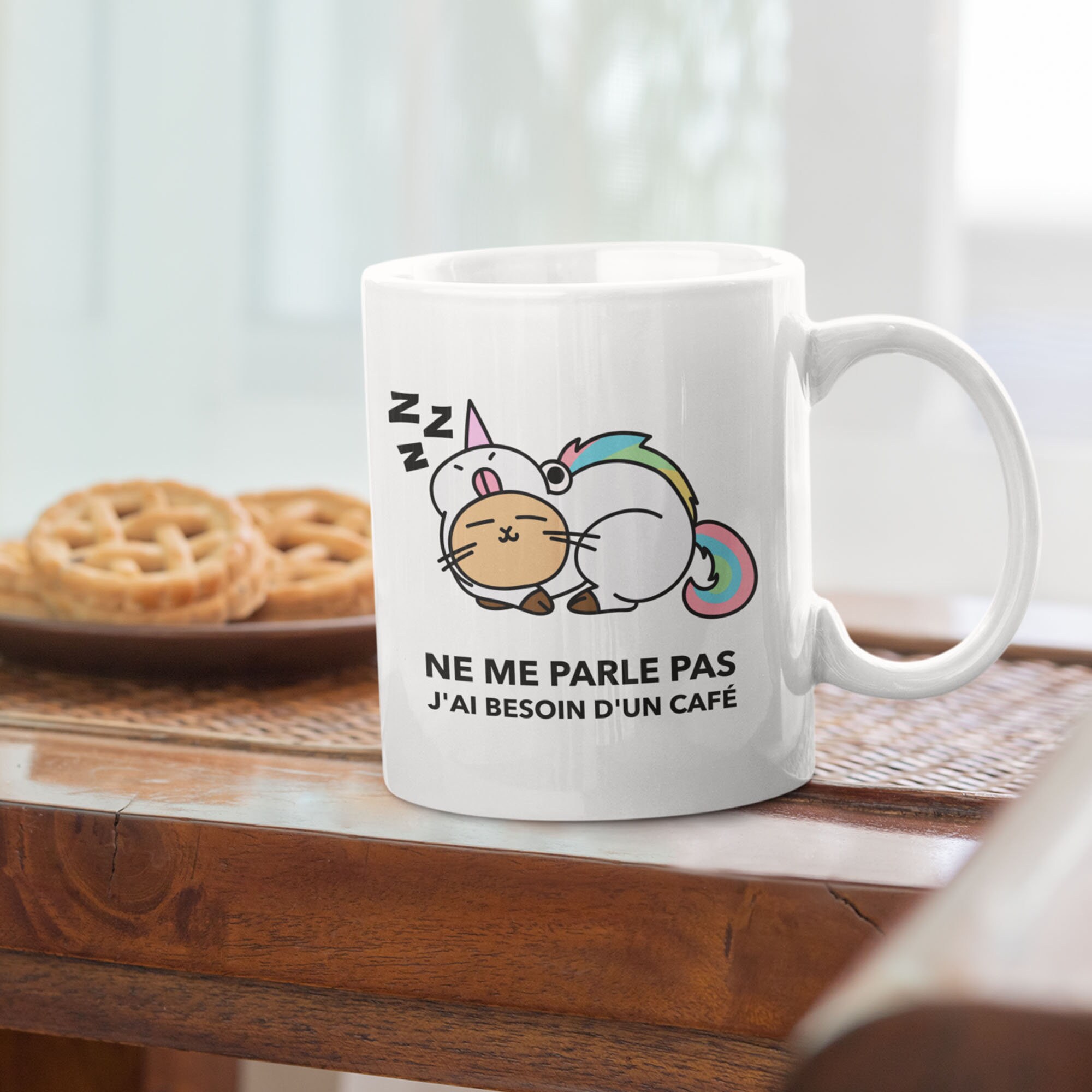 Mug Céramique Imprimé Ne Me Parle Pas J'ai Besoin d'un Café, Sublimation sur Tasse à Café ou Thé