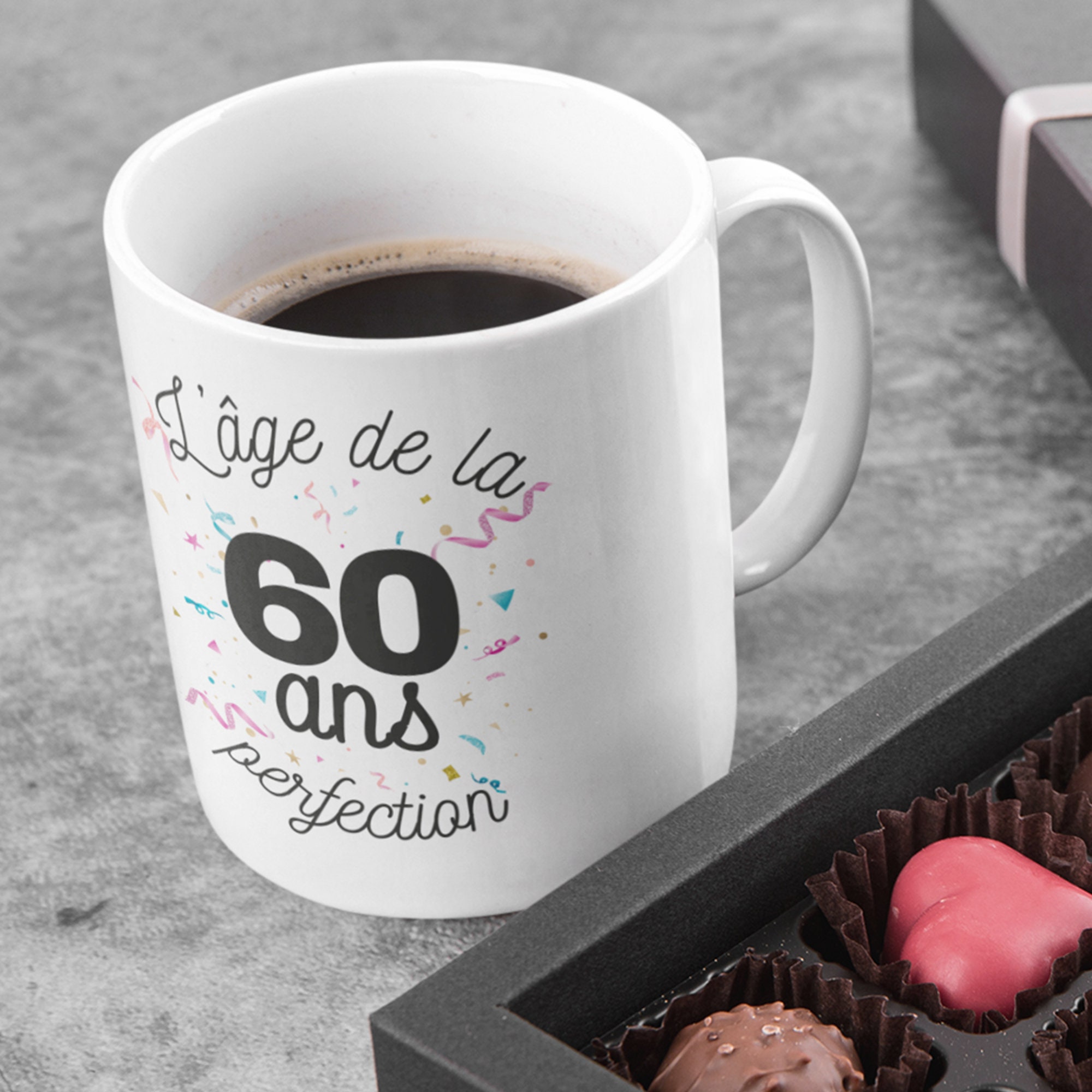 Mug Céramique Imprimé 60 Ans, L'âge de La Perfection, Sublimation sur Tasse à Café ou Thé