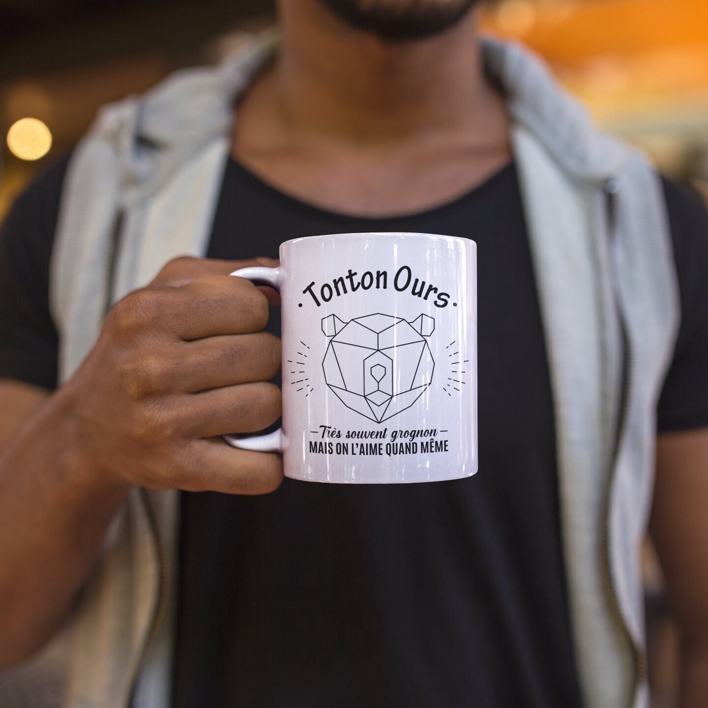 Mug Céramique Imprimé Tonton Ours Parfois Grognon Mais On L'aime Quand Même, Sublimation sur Tasse à