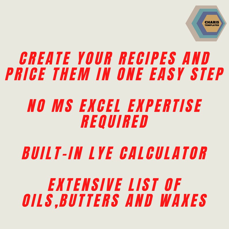 Ultimate Soap Recipe and Costing Calculator Template MS Excel Etsy