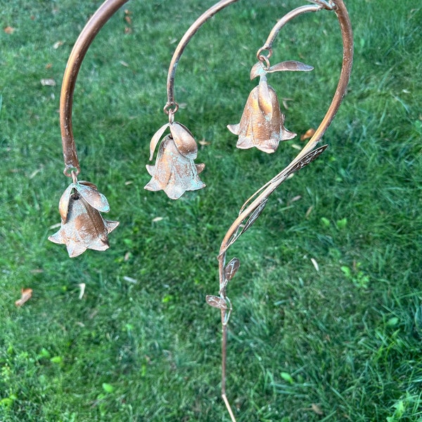 Bell flowers chime stake  garden art