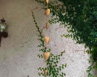 Heart rain chain garden art