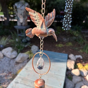 Hummingbird wind chime garden art