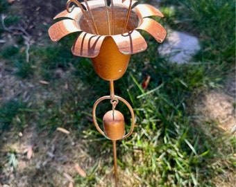 Flower chime stake  garden art