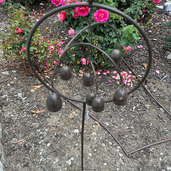 Bird mobile wind chime garden art stake