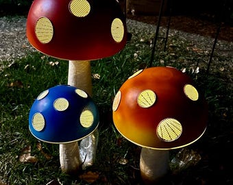 Solar mushroom garden art