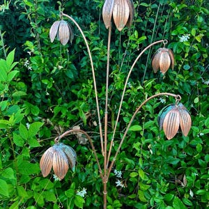 Bell flowers chime stake  garden art