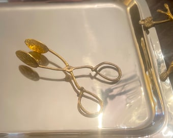 Brass ice tongs, serving tongs