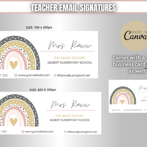 Boho Rainbow Teacher Email Signature Template (Digital Download)