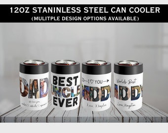 Enfriador de latas estándar personalizado, enfriador aislado de acero inoxidable, enfriador de latas de cerveza, enfriador de latas de refresco, vaso de cerveza, regalo para papás