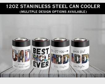 Personalized Stainless Steel Can Cooler, Photo Gift for Dad