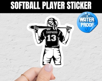 Softball Name Decal | Personalized Custom Softball Sticker | Team softball decals sticker with name and number | Softball Gift