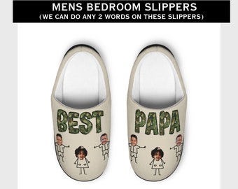 Zapatillas cómodas con título o nombre personalizado - Regalo de cumpleaños - Regalo del abuelo - Regalo del Día del Padre - Regalo de Navidad - Zapatillas personalizadas
