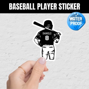 Baseball Name Decal | Personalized Custom Baseball Sticker | Team baseball decals sticker with name and number | Baseball Gift