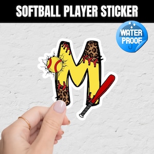 Softball Name Sticker, Softball Helmet Sticker, Waterproof Vinyl Sticker, Gift for Softball Player, Personalized Softball name Decal