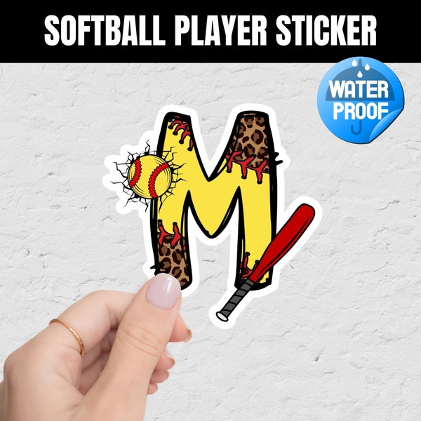 Softball Name Sticker, Softball Helmet Sticker, Waterproof Vinyl Sticker, Gift for Softball Player, Personalized Softball name Decal