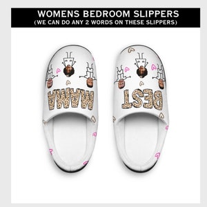 Comfy Slippers With Customized Title or Name - Birthday Gift - Mom Gift - Mother&#39;s Day Gift - Christmas Gift - Personalized Slippers