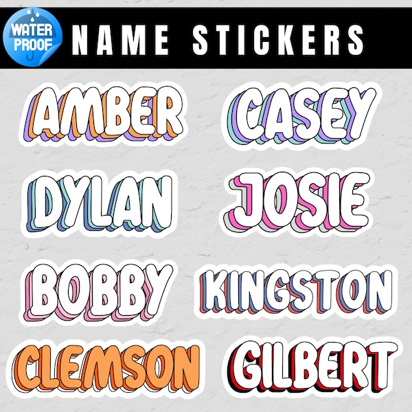 Waterproof Name Decal - Personalized Vinyl Sticker - FULL NAME STICKER - Customized Stickers, Water bottle sticker, Colored Laptop Decal