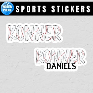 Baseball Name Sticker, Baseball Helmet Sticker, Waterproof Vinyl Sticker, Gift for Baseball Player, Personalized Baseball Decal, Car Decal