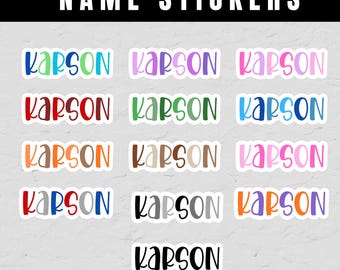 Personalized Name Sticker, Custom Pastel or Bright Colors Decal - Water Bottle, School Supplies