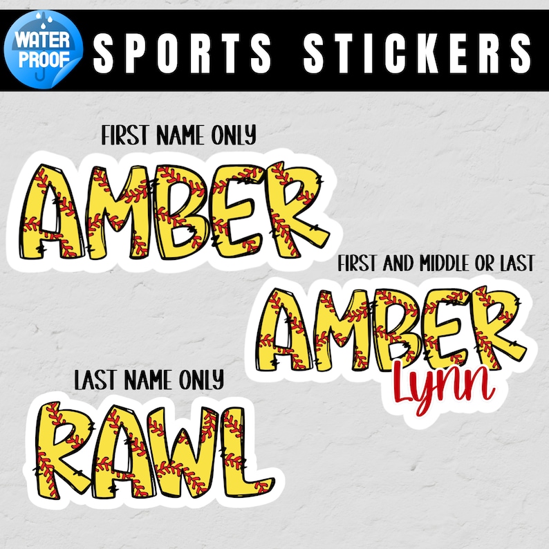Softball Name Sticker Softball Helmet Sticker Waterproof Etsy