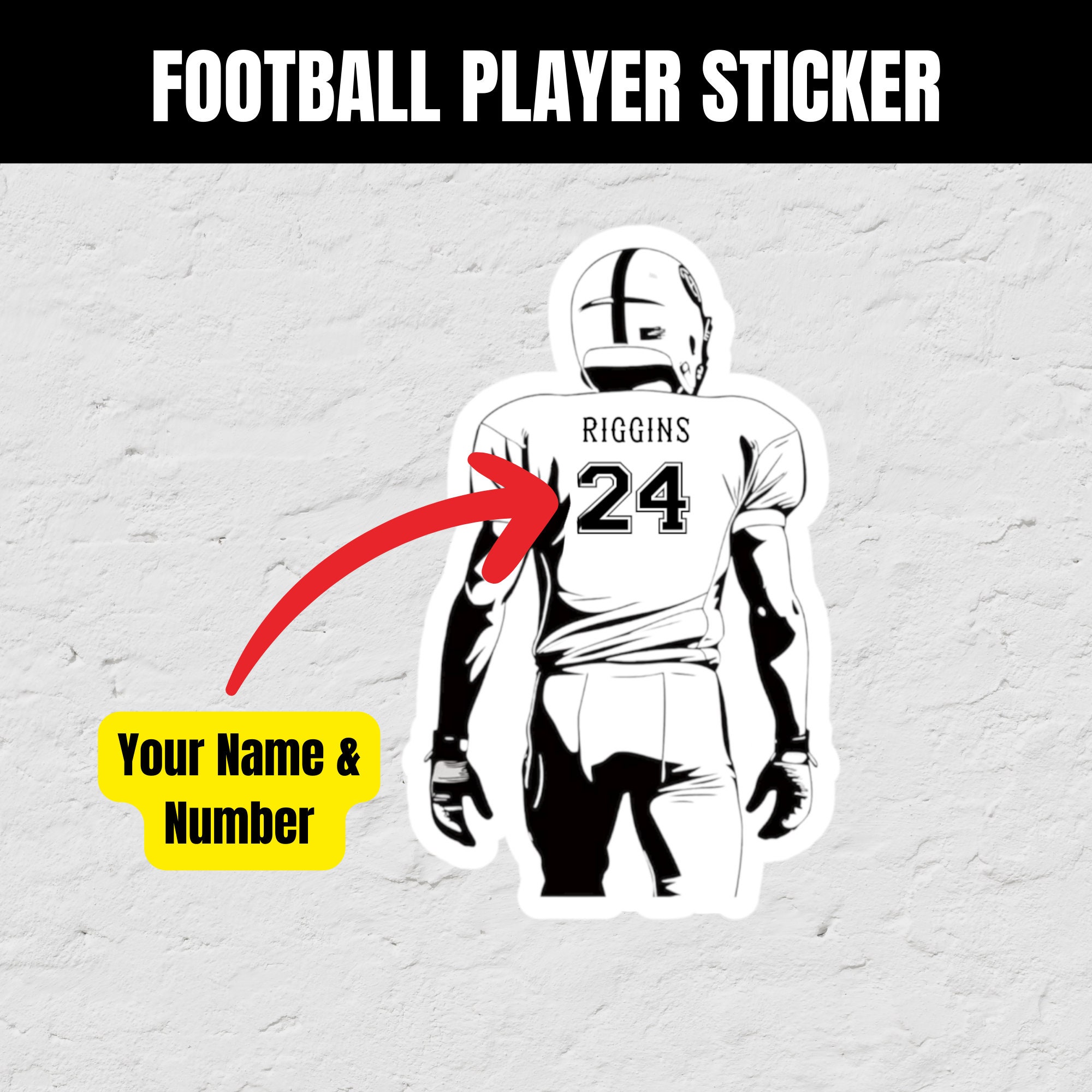 Personalized Football Player Decal | Sports Sticker - Etsy