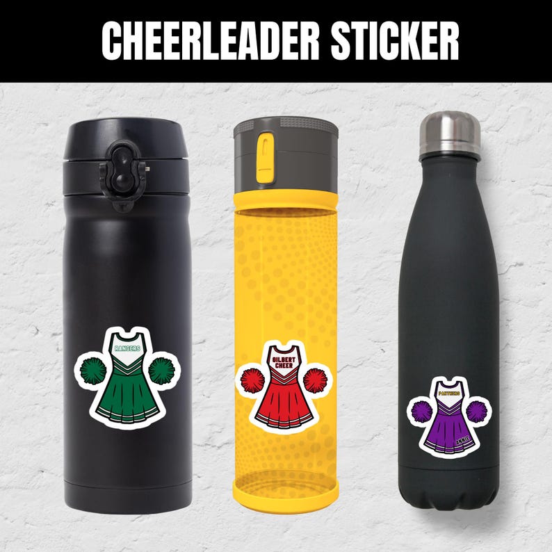 Personalized Cheerleader Name Sticker, Custom Name Cheerleading Sticker