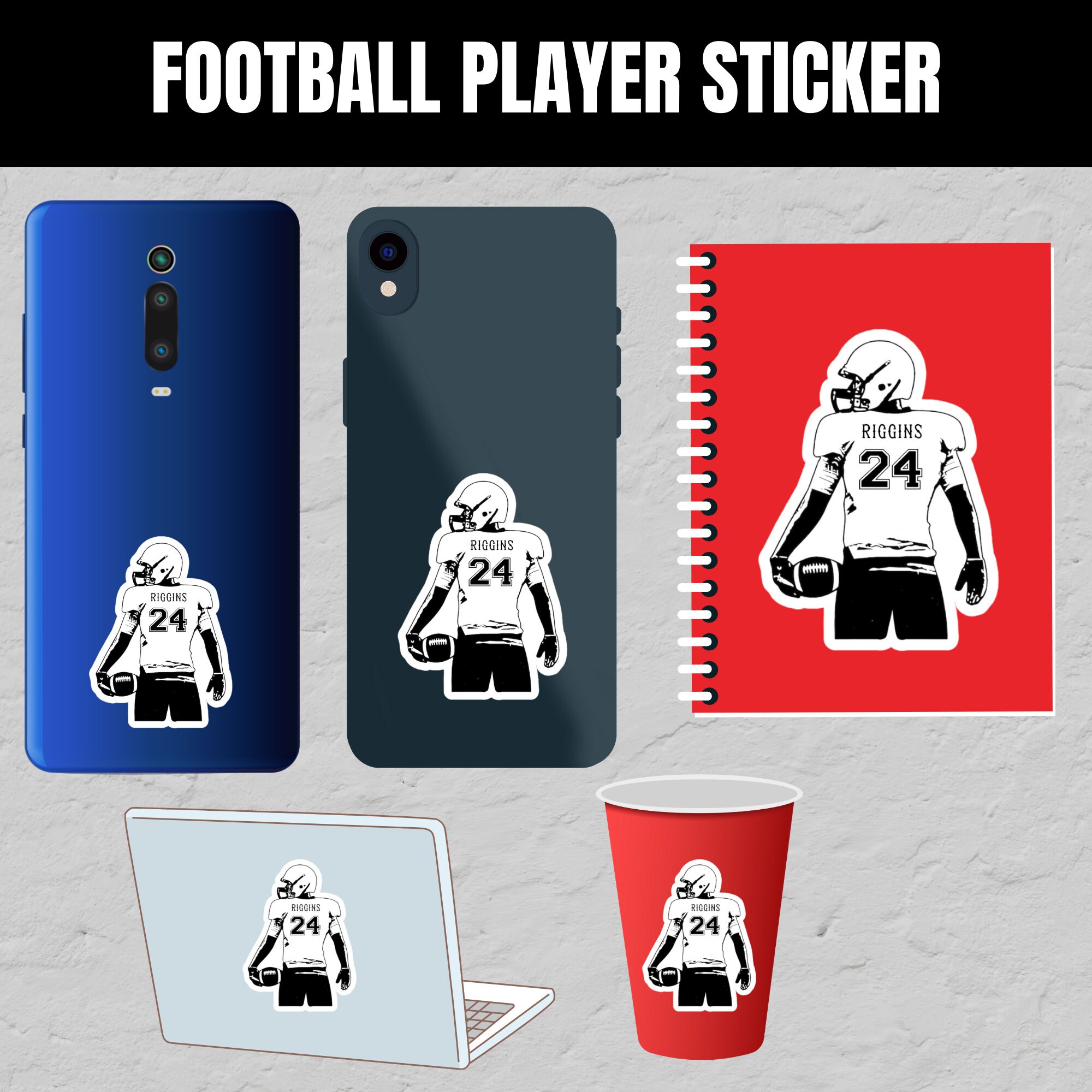 Personalized Football Player Decal | Team Gift Sticker - Etsy