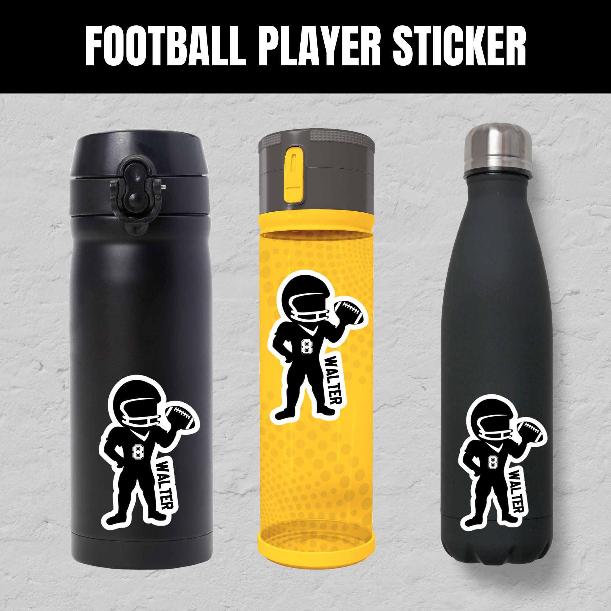Personalized Football Player Decal | Handmade Sports Sticker - Etsy