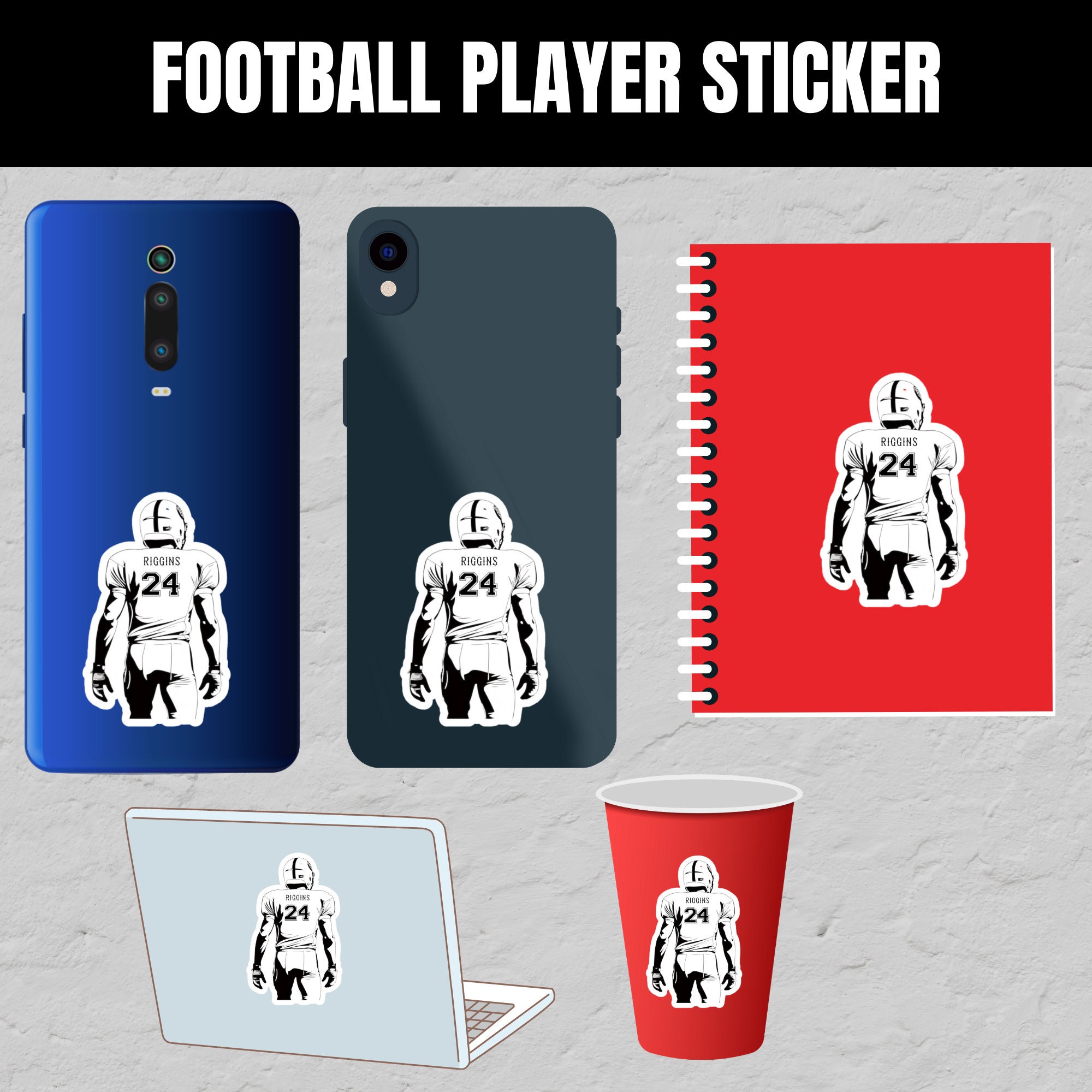 Personalized Football Player Decal | Sports Sticker - Etsy
