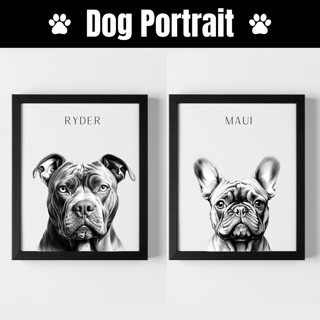 Pet Portrait Custom Dog Wall Art Printable DIGITAL Download Etsy