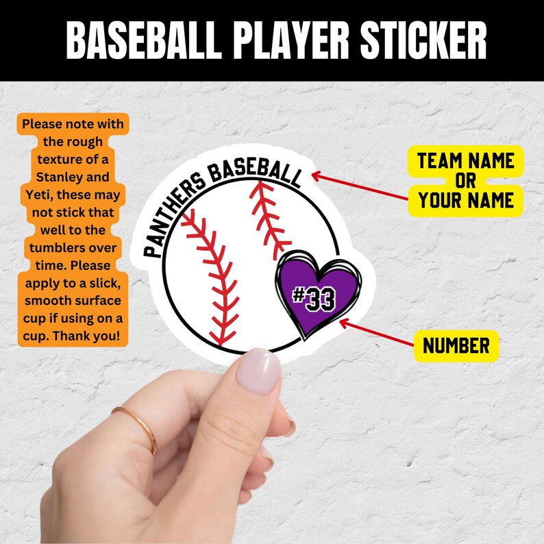 Baseball Name Decal Personalized Custom Baseball Sticker Team Baseball