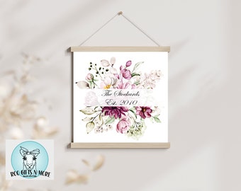 Floral Anniversary Canvas Wall Hanging