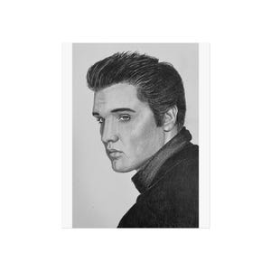 Elvis Presley Bleistift Zeichnung Fine Art Poster Druck, Musik Icon Wanddekoration, Vintage Rock and Roll Kunst, Home Office Dekoration, Geschenk für Fans