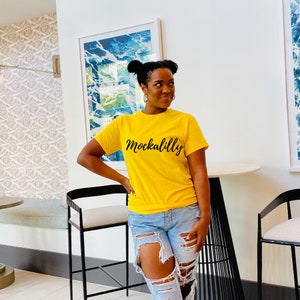 Yellow Bella Canvas 3001,  Yellow T-Shirt Mockup, Lifestyle Mockup,  Model, Black Model