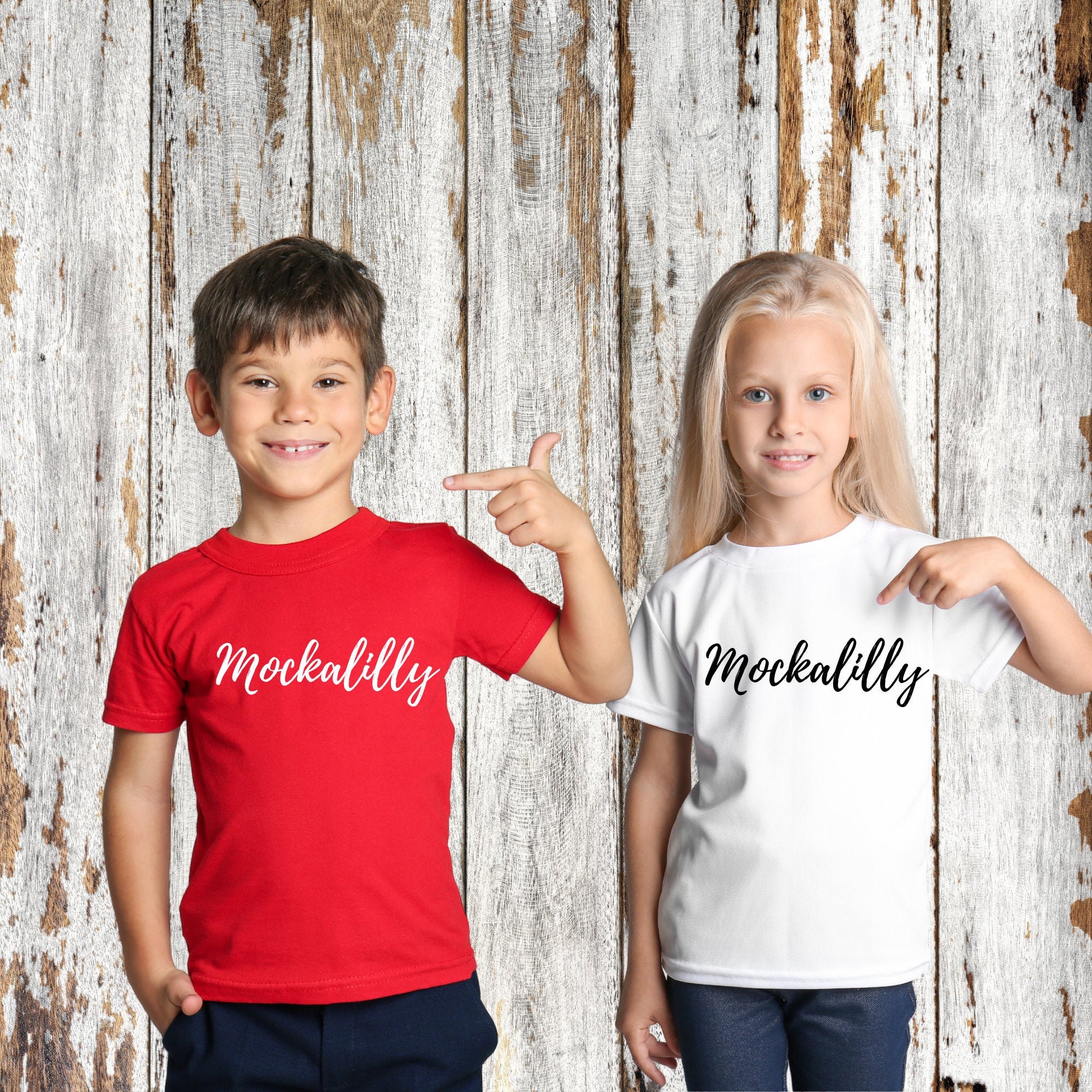 Junge Und Mädchen Rot Weiß T Shirt Mockup Kinder Model Etsy