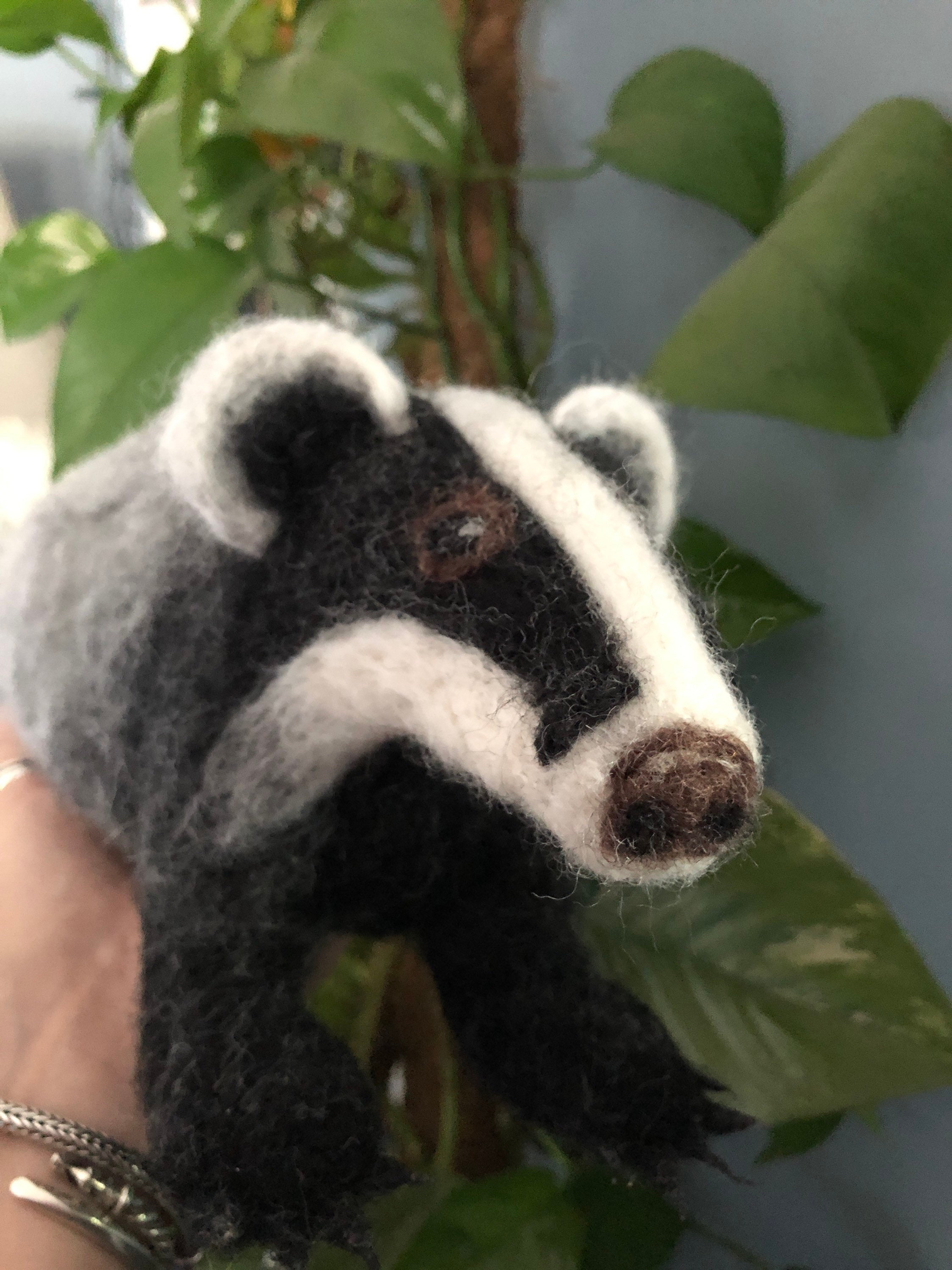 Hand Needle Felted Badger Unique one of a kind Etsy