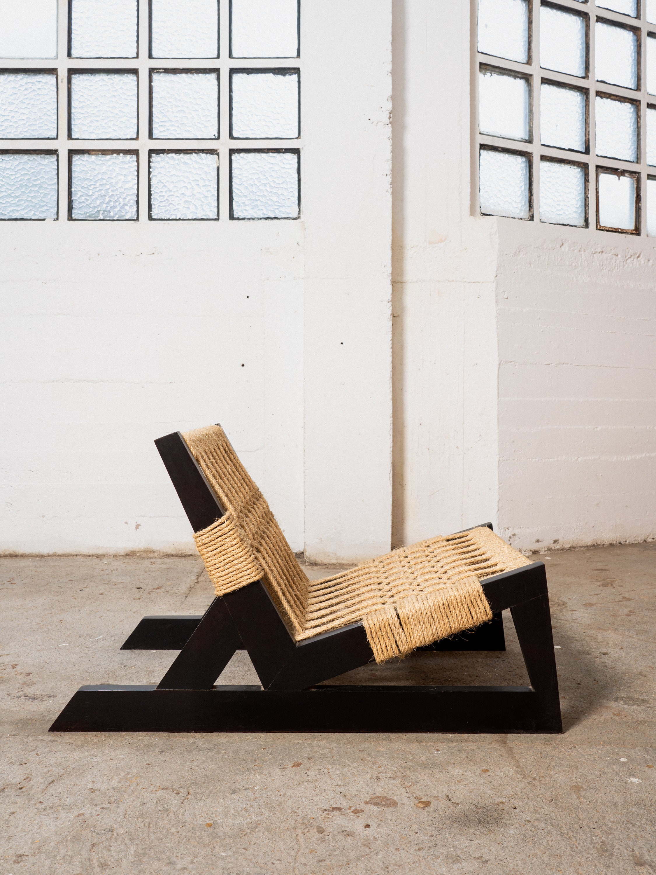 Boho Lounge Chair Woven Chair Rope Chair Black Accent Chair Woven ...