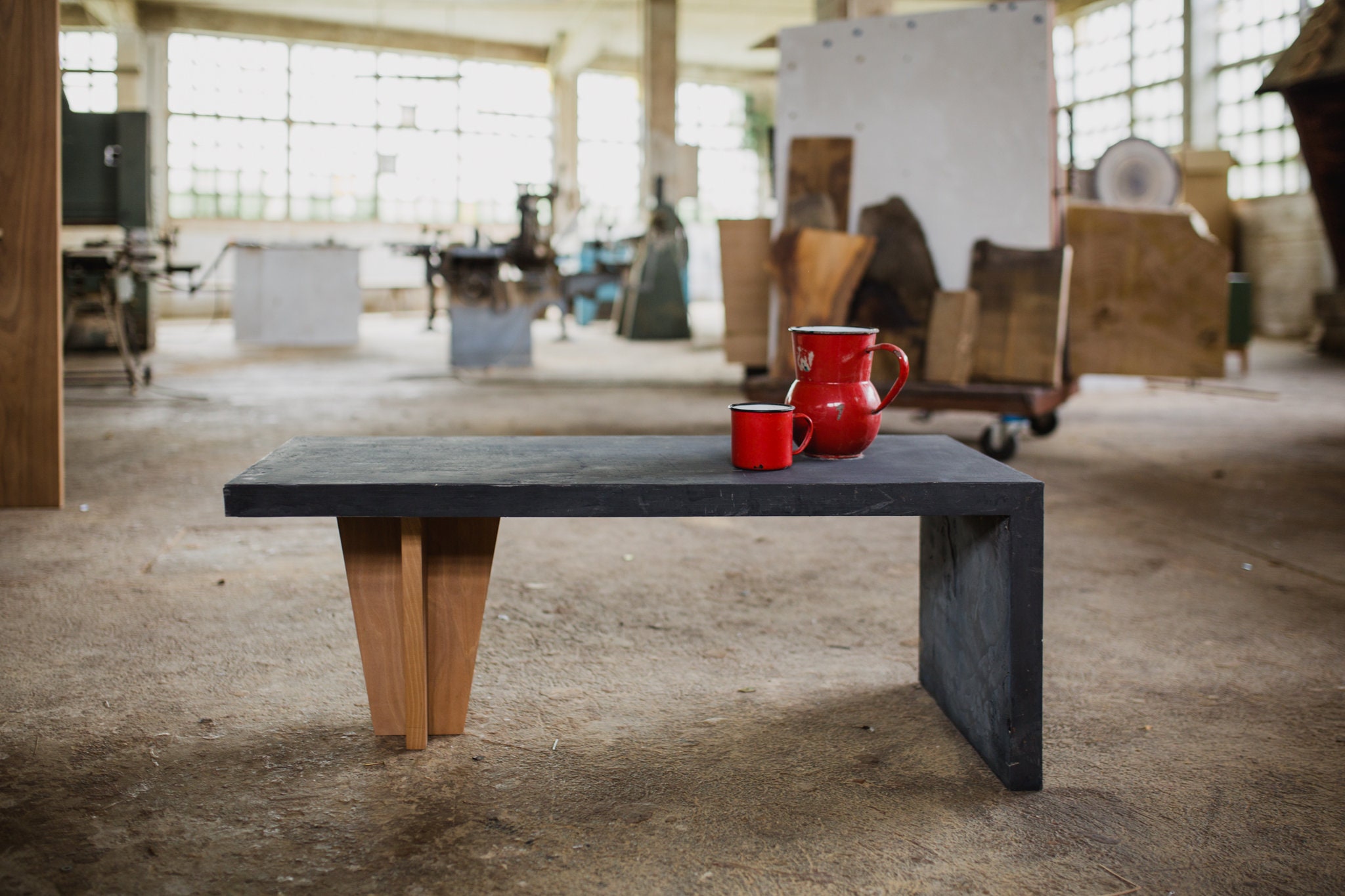 Concrete Coffee Table Modern Side Table Low Coffee Table Wood Concrete ...